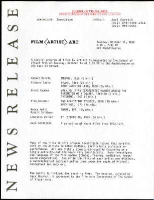 Press Releases depicts: typed description of event