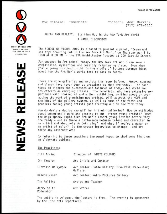 Press Releases depicts: typed description of event