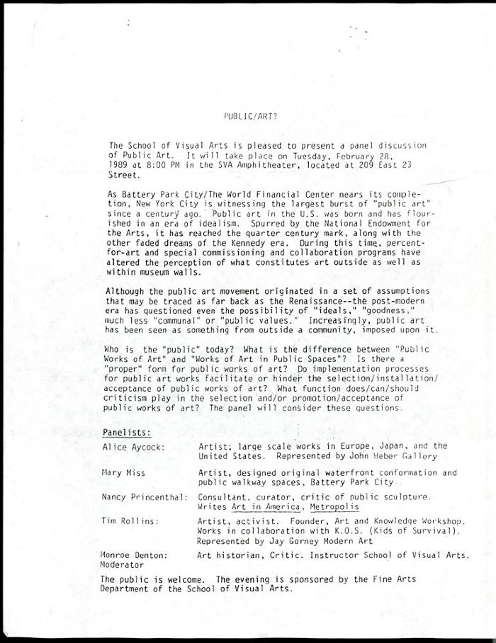 Press Releases depicts: typed description of event
