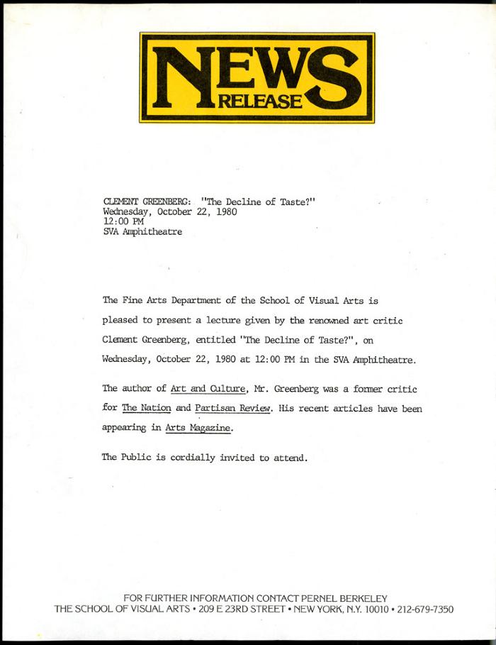 Press Releases depicts: typed description of event