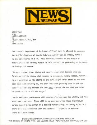Press Releases depicts: typed press release