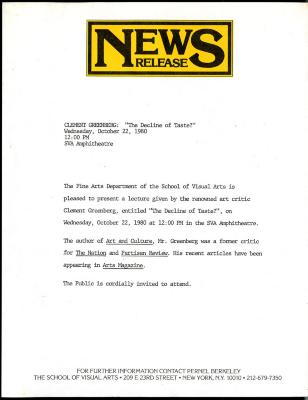 Press Releases depicts: typed description of event