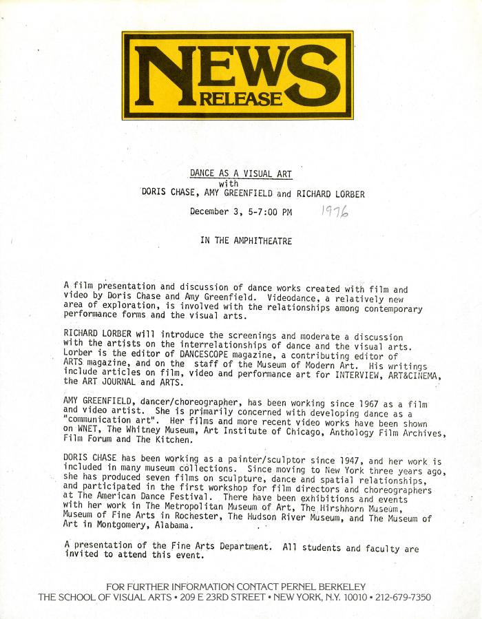 Press Releases depicts: typed description of event