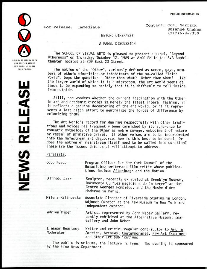 Press Releases depicts: typed description of event