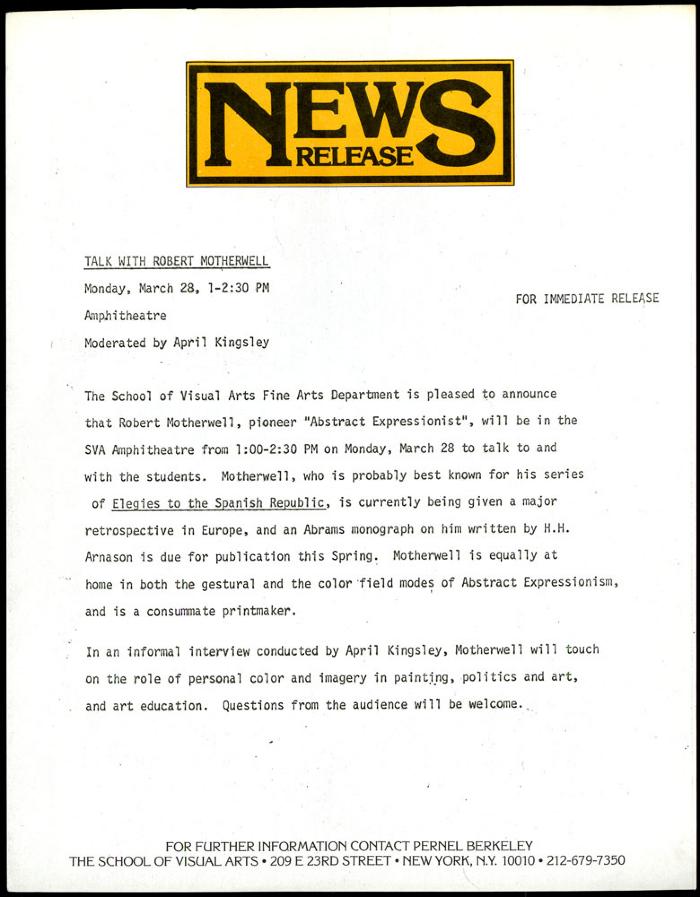 Press Releases depicts: typed description of event