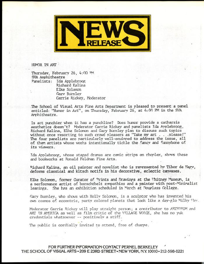 Press Releases depicts: typed description of event