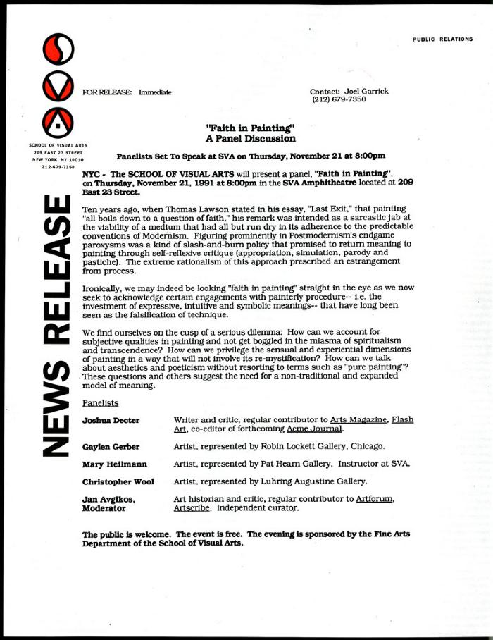 Press Releases depicts: typed description of event