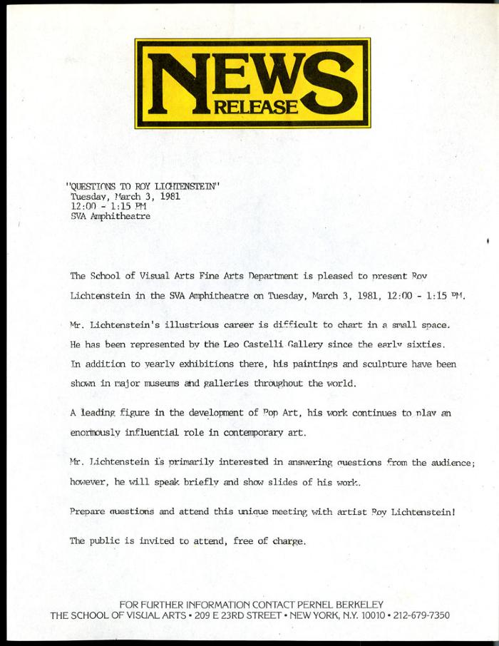 Press Releases depicts: typed description of event