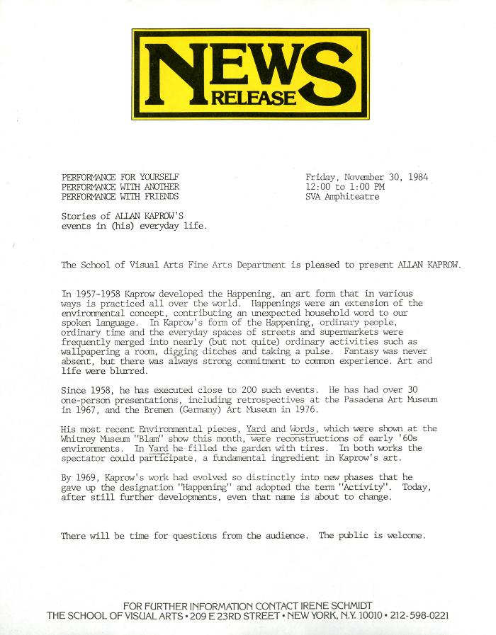 Press Releases depicts: typed press release