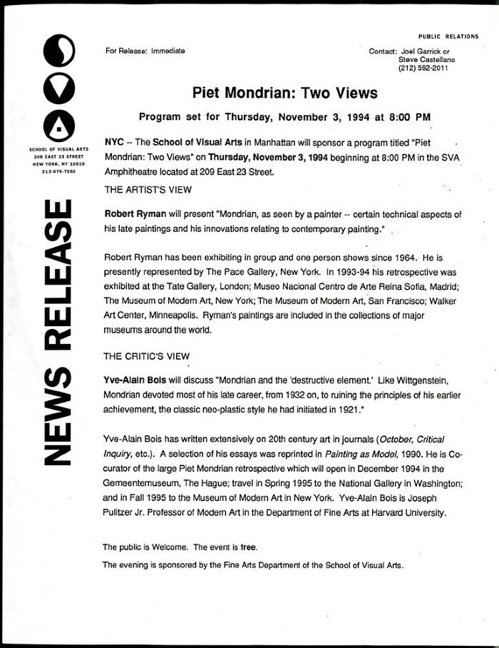 Press Releases depicts: typed description of event