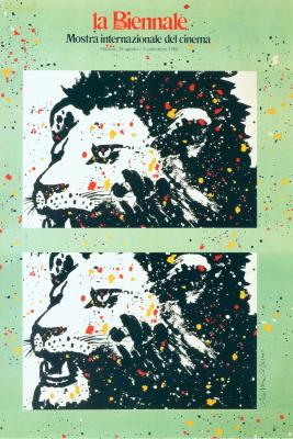 Posters depicts: Two lion heads splattered with paint