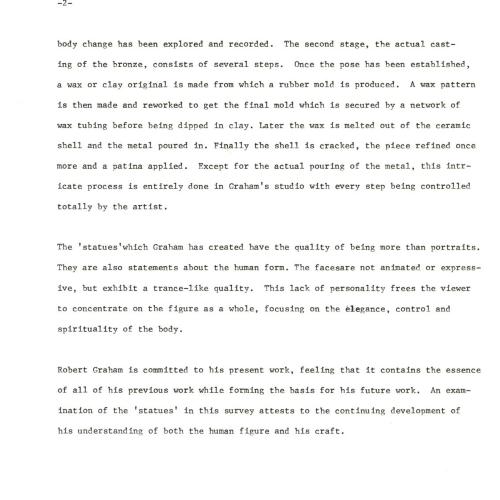 Press Releases depicts: Typewritten description of exhibition